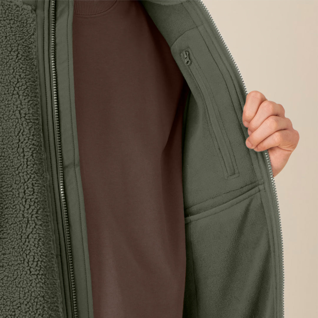 VESTE SHERPA SANS MANCHES UNISEXE KHAKI NoCase.