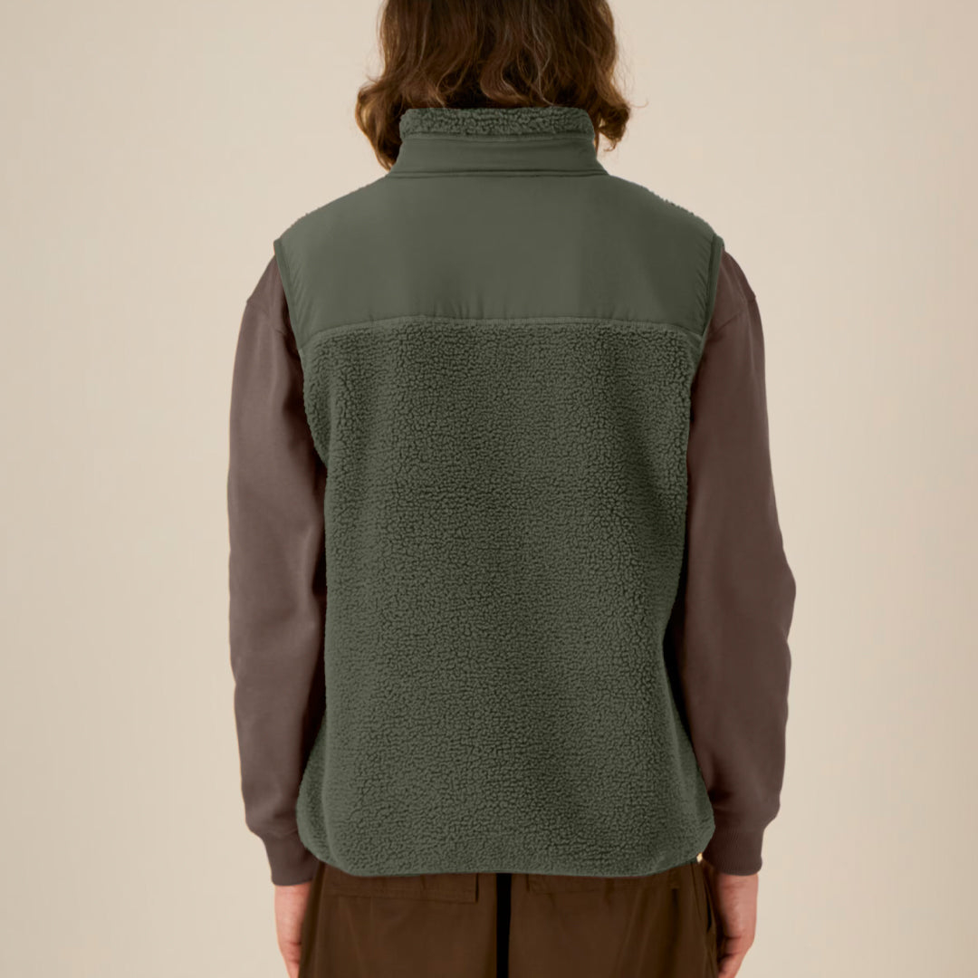 VESTE SHERPA SANS MANCHES UNISEXE KHAKI NoCase.