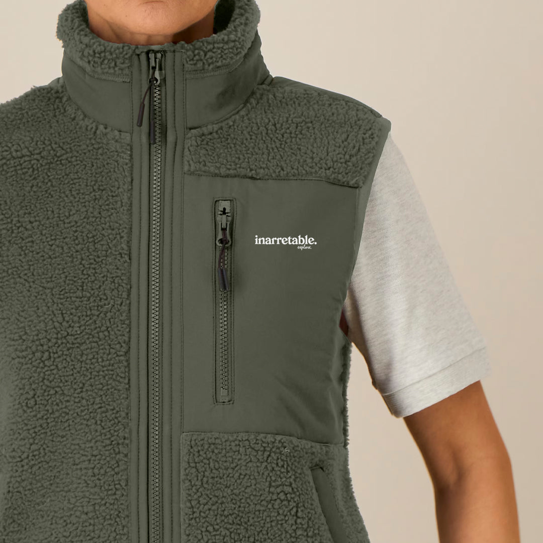 VESTE SHERPA SANS MANCHES UNISEXE KHAKI NoCase.