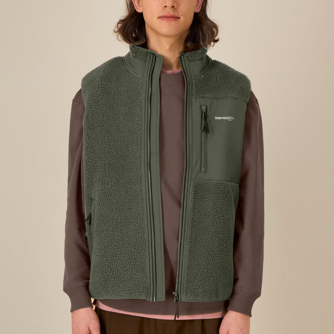 VESTE SHERPA SANS MANCHES UNISEXE KHAKI NoCase.